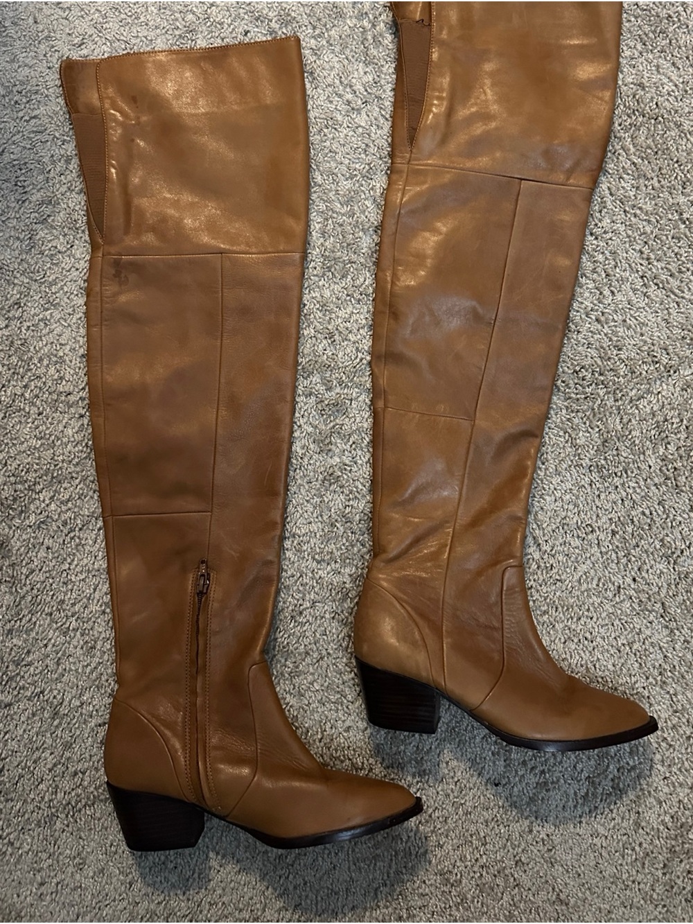 Aldo Tan Over-the-Knee Leather Boots Indie Sleaze Western Coastal Cowgirl Fall